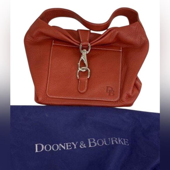 Dooney & Bourke Handbags - Dooney & Bourke Orange Red Leather Satchel Hobo Handbag